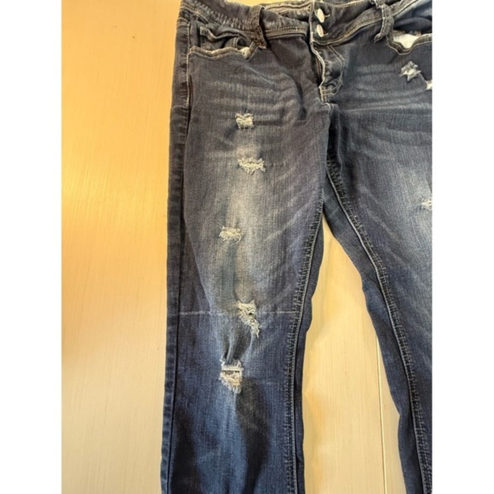 SO Heritage Distressed Dark Wash Denim Capris Cropped Jeans Size 15 - Picture 5 of 10